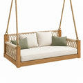 Divano sospeso da giardino 140 x 80 x 60 cm in legno e corda beige stile boho