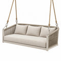 Dondolo sospeso da giardino 160 x 80 x 70 cm in corda beige con struttura in metallo