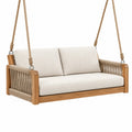 Dondolo da giardino 2 posti 140 x 75 x 190 cm in legno beige con corde sospese