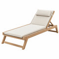 Lettino prendisole 200 x 70 cm in legno beige con schienale reclinabile