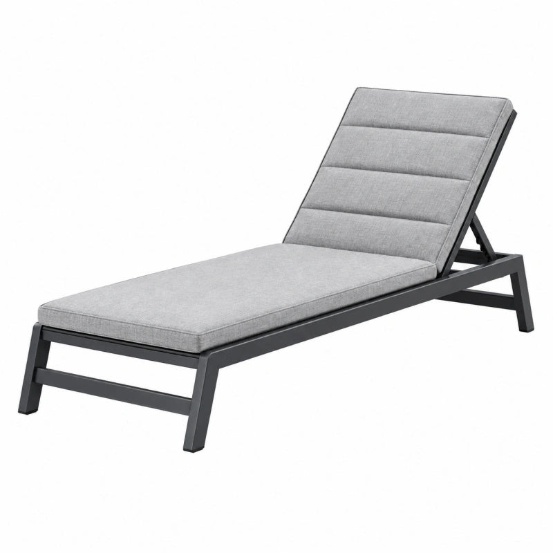 Lettino prendisole 195 x 65 x 88 cm in metallo grigio con schienale regolabile