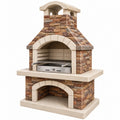 Barbecue da giardino 100 x 70 x 210 cm in pietra multicolore con griglia e cappa
