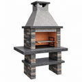 Barbecue in muratura 120 x 70 x 220 cm in pietra grigia con griglia regolabile da esterno