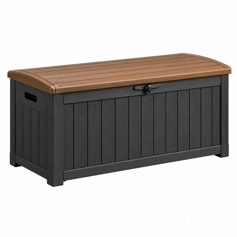 Cassapanca contenitore da esterno 120 x 60 x 63 cm in resina nero/marrone con seduta