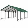 Tettoia per auto 610 x 305 x 275 cm in acciaio verde con copertura a falde per esterno