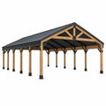 Tettoia da esterno 610 x 366 cm in legno e metallo marrone nero per auto stile rustico